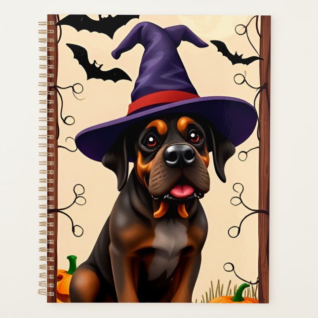 Cute Dog in Witch Hat Planner (Front)