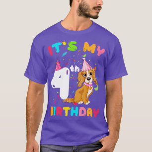 Cute Dog Its My 4th Birthday T-Shirt