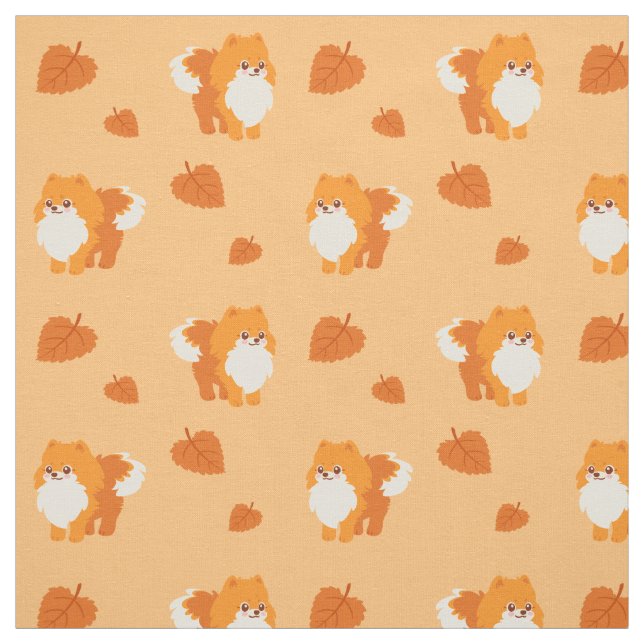 Cute Dog Kawaii Pomeranian Fabric (Swatch)