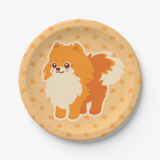 Cute Dog Kawaii Pomeranian Paper Plate