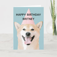 Cute Dog Kawaii Smiling Shibu Inu Blue Birthday