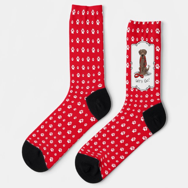 Cute Dog - Let's Go! Chocolate Labrador Retriever Socks (Left)