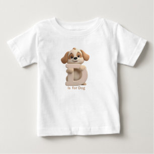 Cute Dog Letter D Kids T-Shirt   Animal Alphabet S