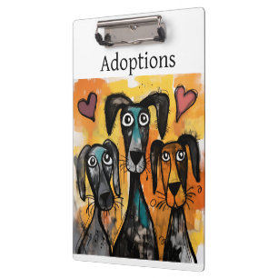 Cute Dog Love Red Hearts Clipboard 