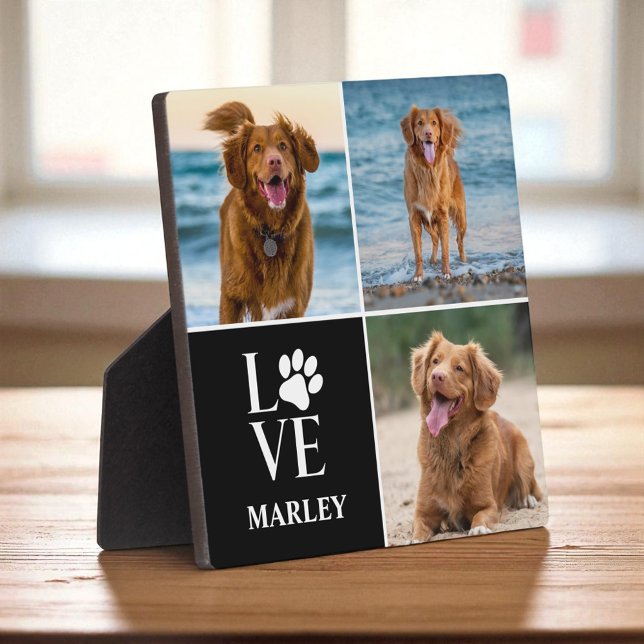 Cute Dog Lover 3 Photo Collage Pets Modern  Plaque (Creator Uploaded)