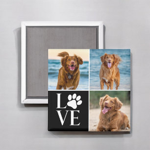 Cute Dog Lover Custom Love Photo Collage Pet Magnet