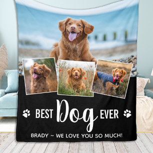 Cute Dog Lover Customised Pet 4 Photo Collage Fleece Blanket