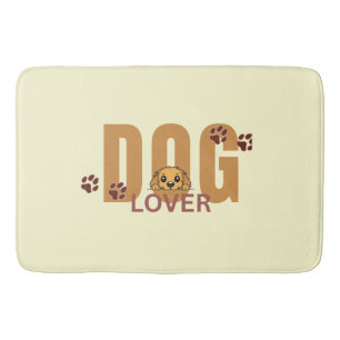 Cute Dog Lover Peeking Puppy & Paws Bath Mat