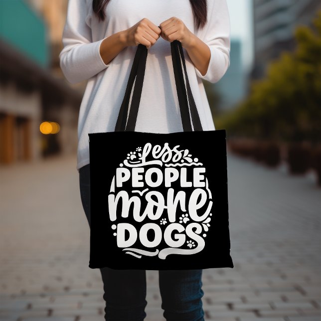 Cute Dog Lover Tote Bag, Less People More Dogs  (Creator Uploaded)