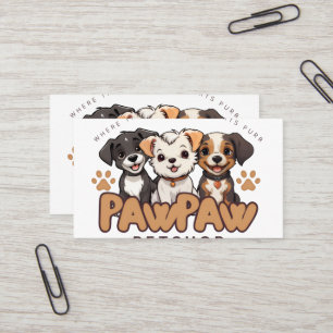 Cute Dog Lovers "Paw Paw Pet Shop" Throw Pillow Business Card