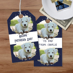 Cute Dog Lovers Personalised Photo Pattern Blue Gift Tags
