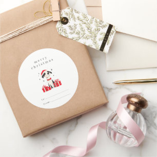 Cute Dog Merry Christmas Gift Sticker