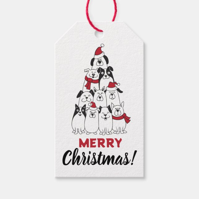Cute Dog Merry Christmas Gift Tags (Front)