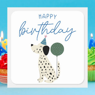 Cute Dog Modern Happy Birthday Square Sticker