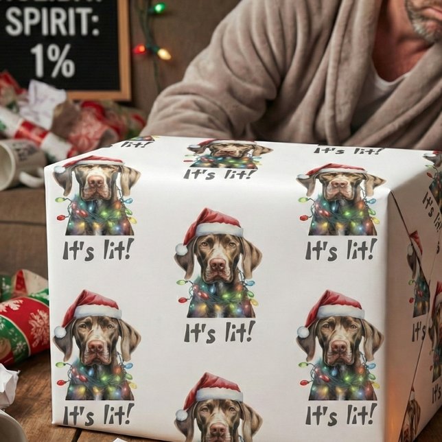 Cute Dog Modern Script Watercolor Funny Christmas Wrapping Paper (Creator Uploaded)