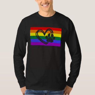 Cute Dog Mom Dad Paw LGBTQ Gay Pride Flag Queer T-Shirt
