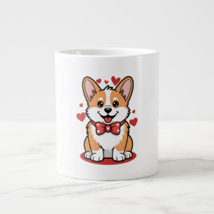 Cute Dog Mom Gift – Adorable Corgi Puppy Love Illu Large Coffee Mug