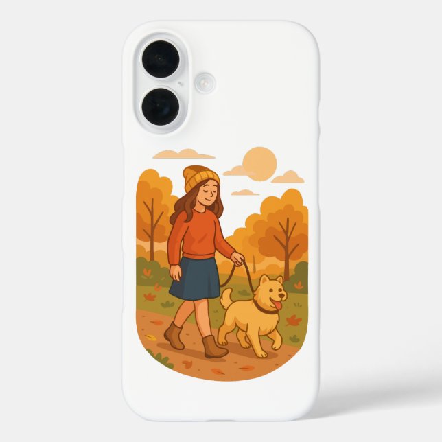 Cute Dog Mom Walking Pup in Cozy Forest  Case-Mate iPhone Case (Back)