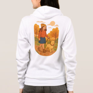 Cute Dog Mom Walking Pup in Cozy Forest  Hoodie