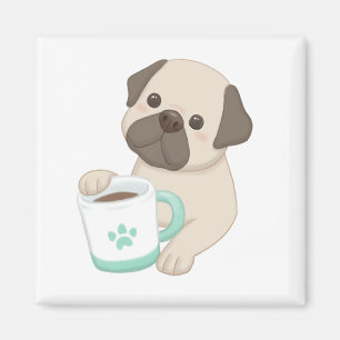 Cute Dog & Mug Illustration Magnet