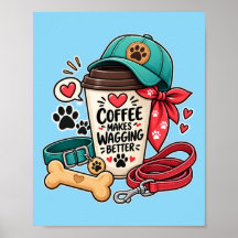 Cute Dog Mum Coffee Makes Wagging Better Canvas Pr