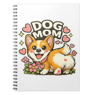 Cute Dog Mum Corgi Sticker Kawaii Flowe,Heart art Notebook