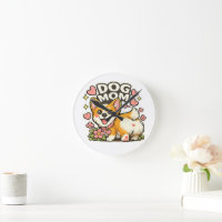 Cute Dog Mum Corgi Sticker Kawaii Flowe,Heart art