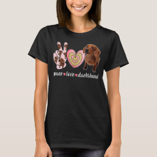 Cute Dog Mum Mother's Day Peace Love Dachshund T-Shirt