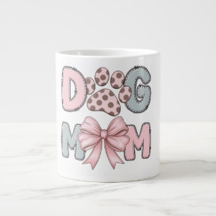 Cute Dog Mum Mug Pink Bow Paw Print Coffee Cup