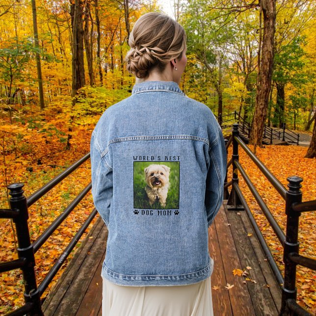 Cute Dog Mum Personalised Pet Photo Denim Jacket (Creator Uploaded)