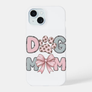 Cute Dog Mum Phone Case   Pink Bow Paw Print Aesth