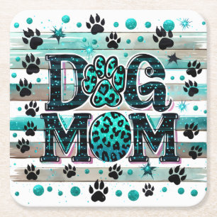 Cute Dog Mum Square Paper Coaster