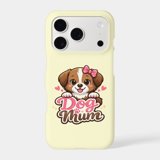 Cute Dog Mum with Pink Bow and Paw Prints (Back)