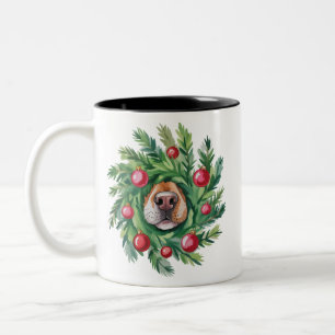 Cute Dog Nose Christmas Dog Mum Party Dogs Lover  Two-Tone Coffee Mug
