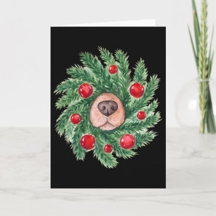 Cute Dog Nose Christmas Wreath Christmas Dog Mom D Card