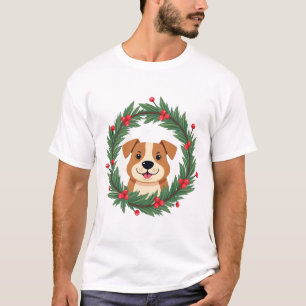 Cute Dog Nose Christmas Wreath Christmas Dog Mom D T-Shirt