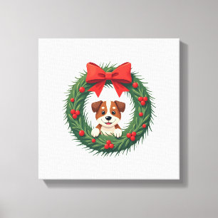 Cute Dog Nose Christmas Wreath Christmas Dog Mum D Canvas Print