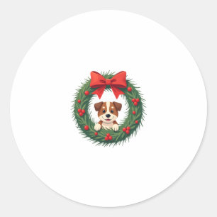 Cute Dog Nose Christmas Wreath Christmas Dog Mum D Classic Round Sticker