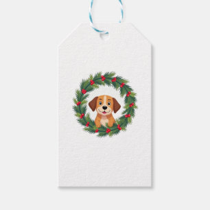 Cute Dog Nose Christmas Wreath Christmas Dog Mum D Gift Tags