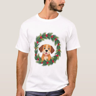 Cute Dog Nose Christmas Wreath Christmas Dog Mum D T-Shirt