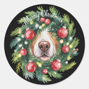 Cute Dog Nose Christmas Wreath Dog Mum Dog Lover  Classic Round Sticker