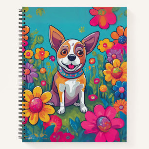 "Cute Dog Notebook with Roses - Unique Design"