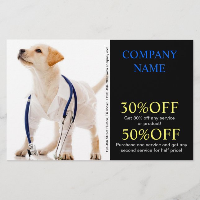 cute dog nurse animal hospital veterinarian flyer (Front)