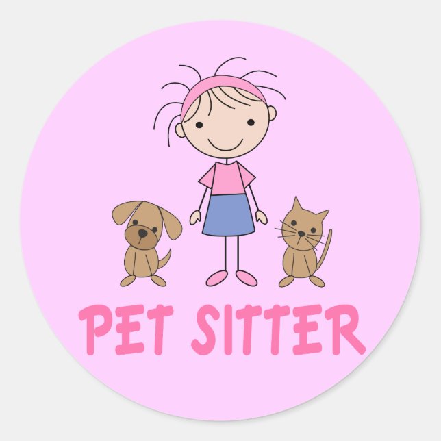 Cute Dog Occupation Pet Sitter Classic Round Sticker (Front)