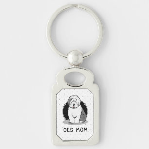 Cute Dog OES Mum Old English Sheepdog Mum (Grey 1) Key Ring