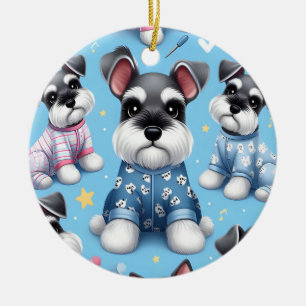 Cute Dog Of Schnauzer Animal Pattern Ceramic Tree Decoration