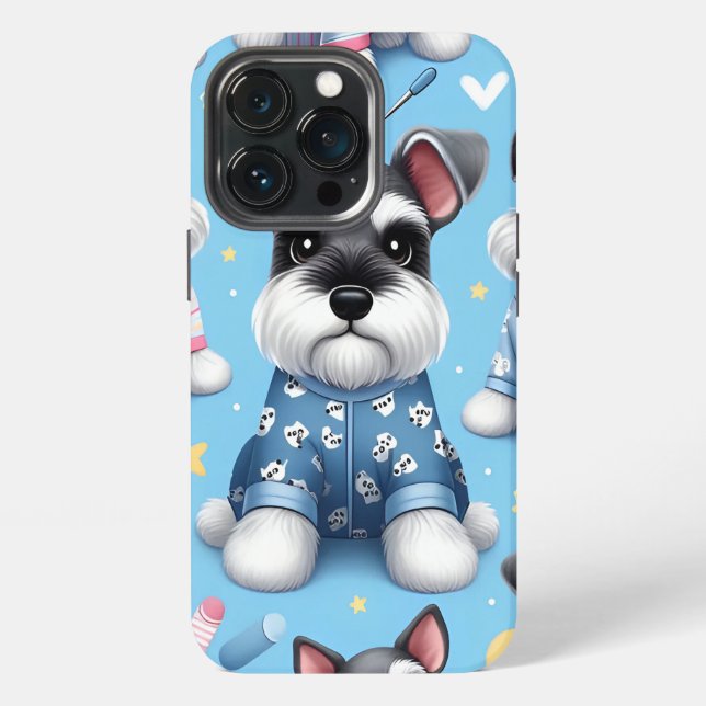 Cute Dog Of Schnauzer Animal Pattern iPhone Case (Back)