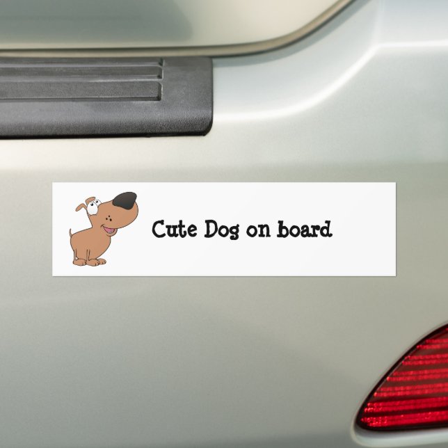 Cute Dog On Board Bumper Sticker (On Car)