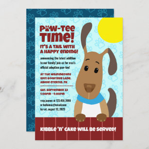 Cute Dog on Fence Pet Adoption Pawprints Paw-tee! Invitation