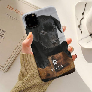 Cute Dog or Cat Photo with Paw Print and Name iPhone 13 Case